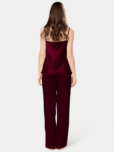 RED WINE CAMI SILK PJ SET - ADJUSTABLE STRAPS