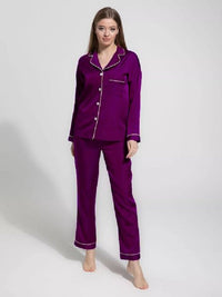 SILK NIGHT SUIT - PURPLE