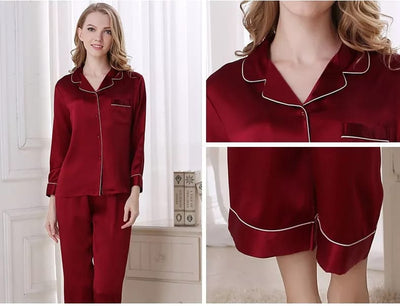 SILK NIGHT SUIT - MAROON