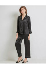 SILK NIGHT SUIT - BLACK