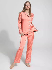 SILK NIGHT SUIT - LIGHT CORAL