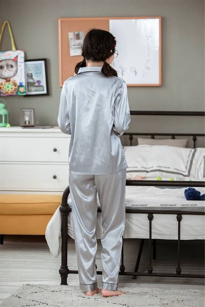 SILK NIGHT SUIT - GREY